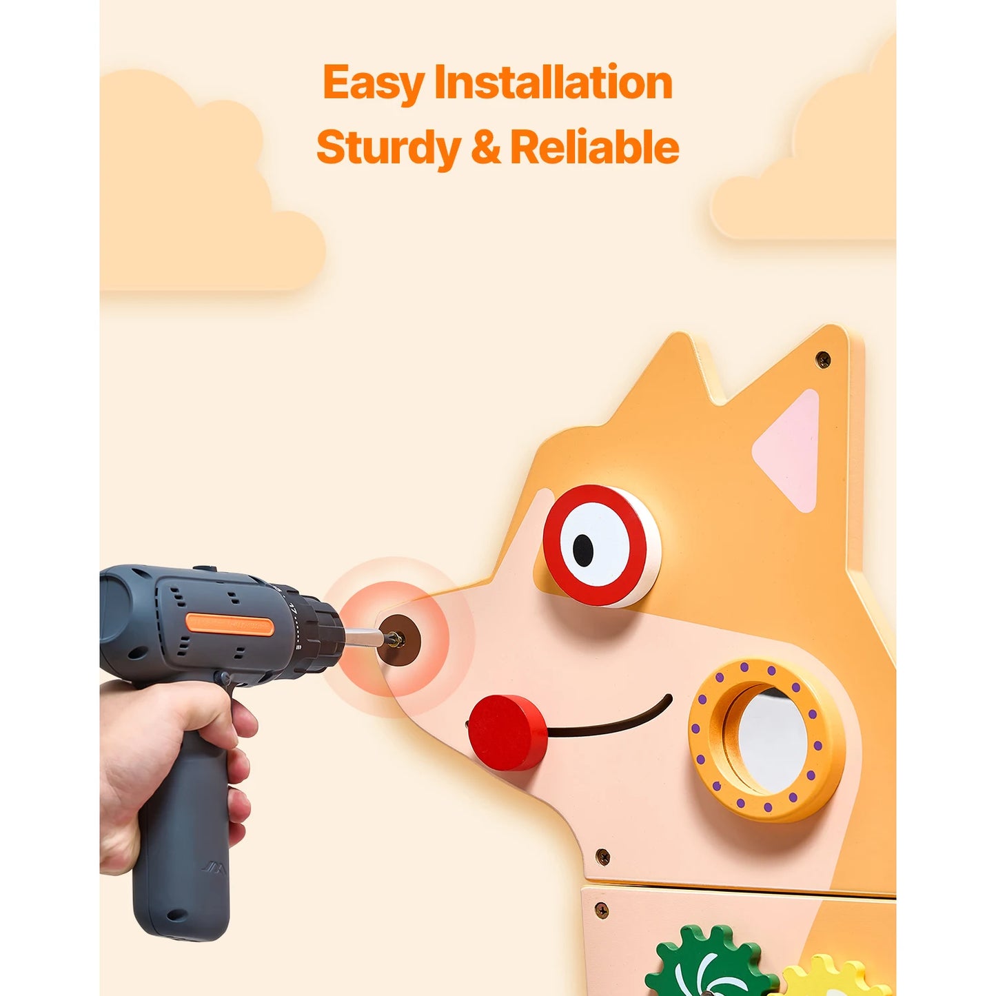 SucceBuy Puppy Kids Wall Busy Panels 12 Activities Montessori Sensory Board