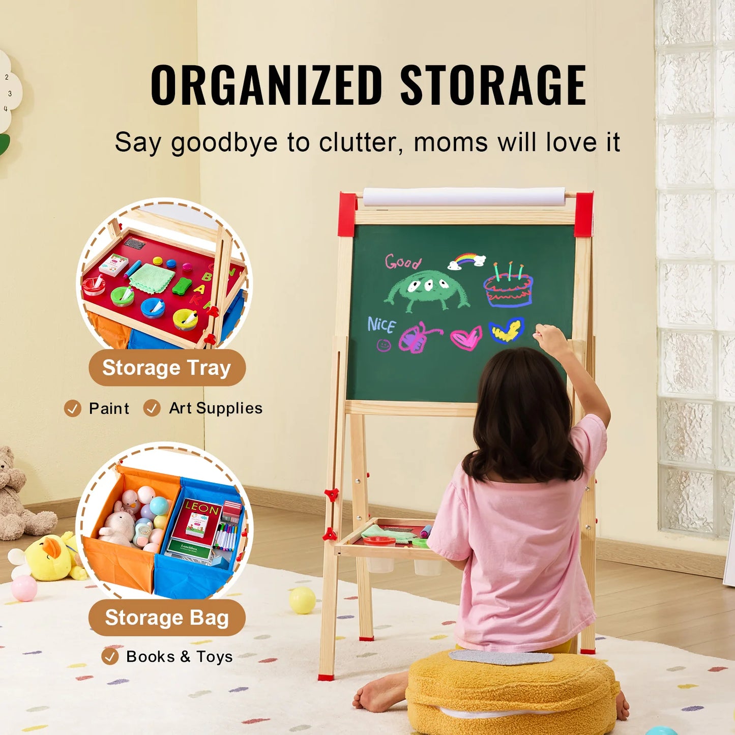 SucceBuy Wooden Magnetic Drawing Board And Educational Art Easel