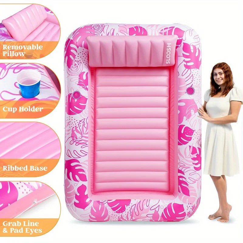 Joyfy Inflatable Pool Lounger With Pillow And Drink Holders