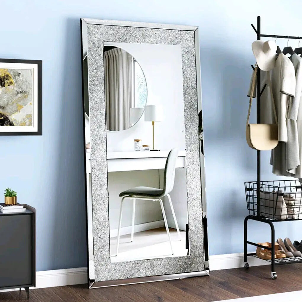 LUVODI Frameless Sparkling Crystal Vanity Mirror Wall Mounted
