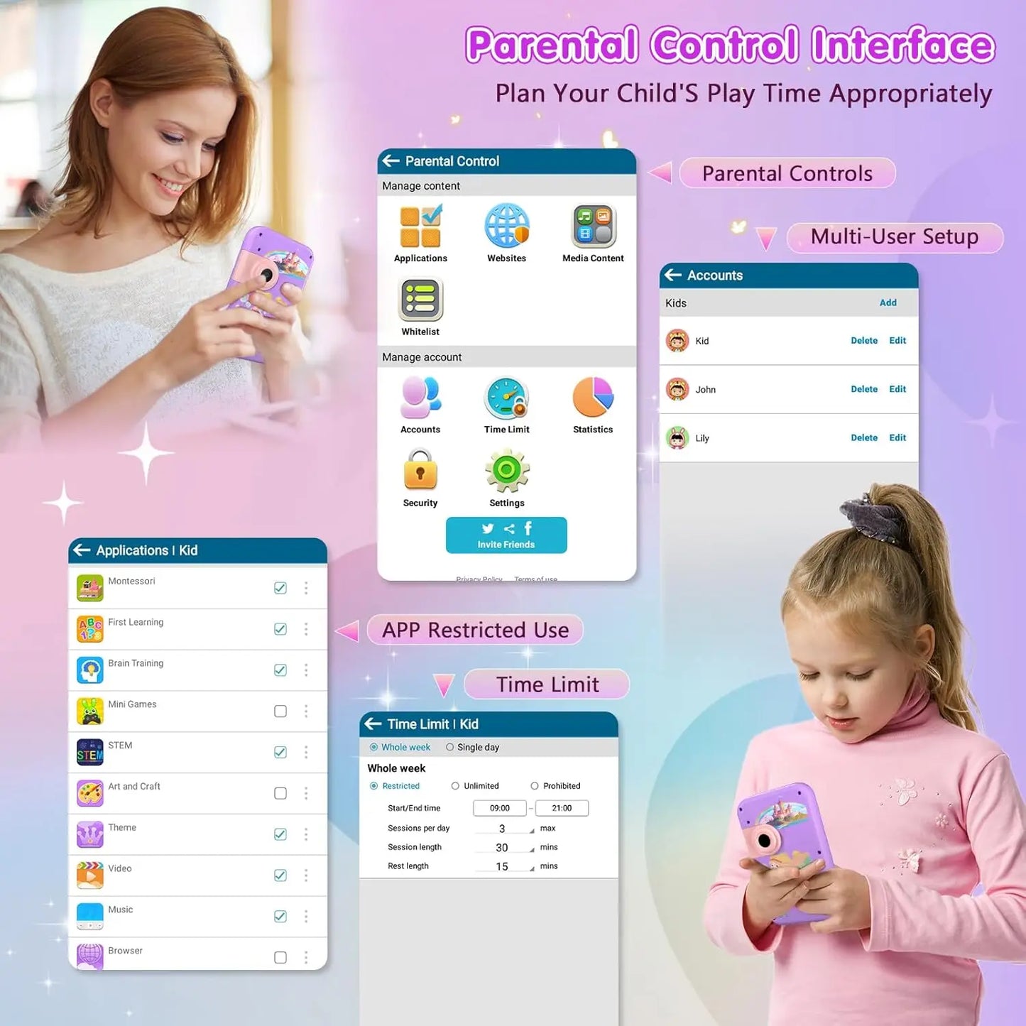 Kids Smart Phone Toy With Touchscreen Dual Camera Educational Learning