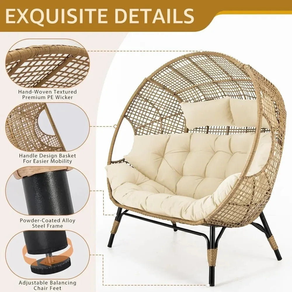 Double Egg Lounge Chair For Indoor Outdoor 680 Lb Capacity