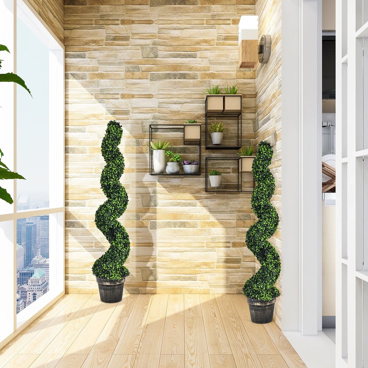 LIFEZEAL Artificial Spiral Boxwood Topiary Tree Indoor Outdoor Decor