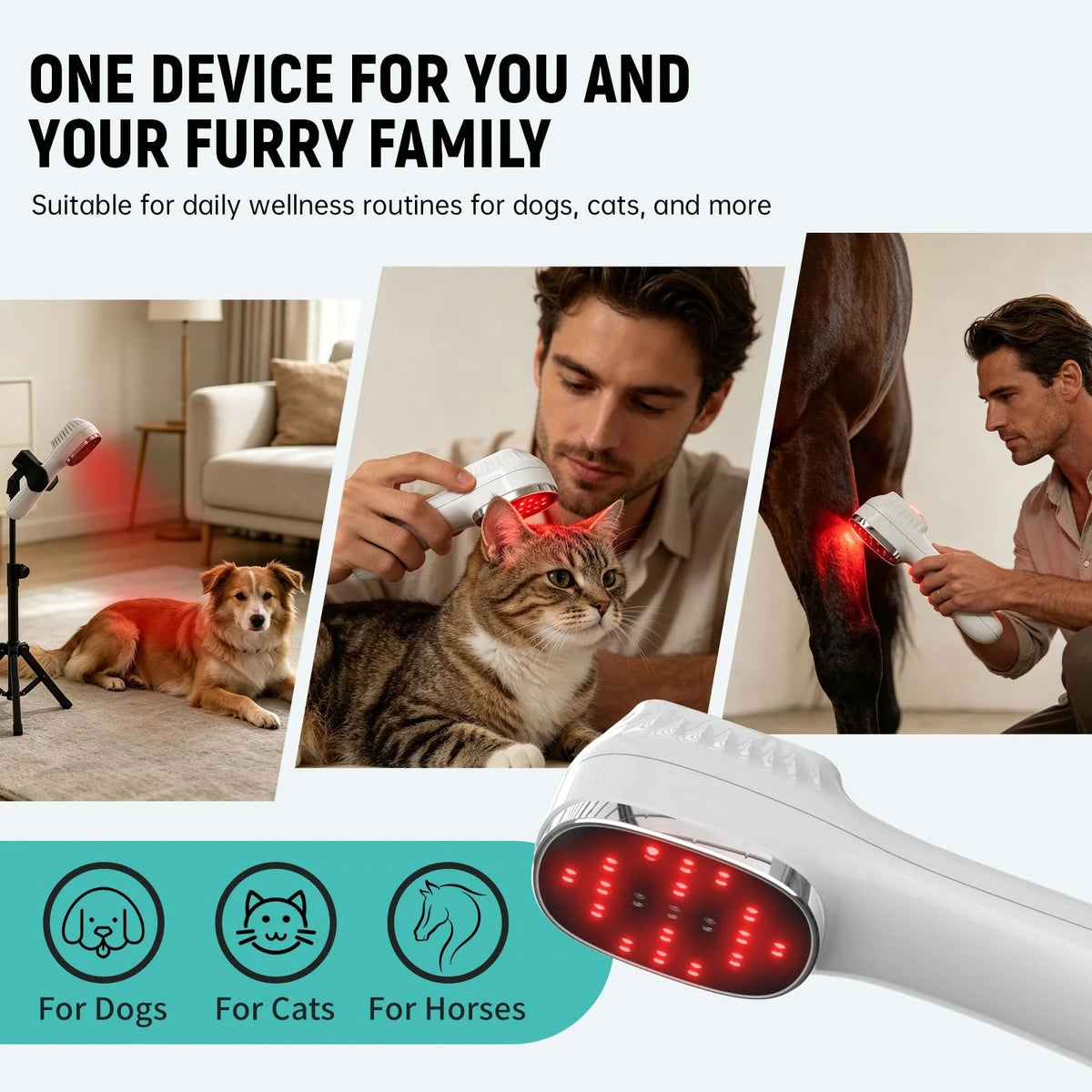 Handheld Red Light Device for Pet 3*808nm Laser Therapy Device with Stand for Pain Relief&ArthritisMuscle Comfort&Daily Recovery