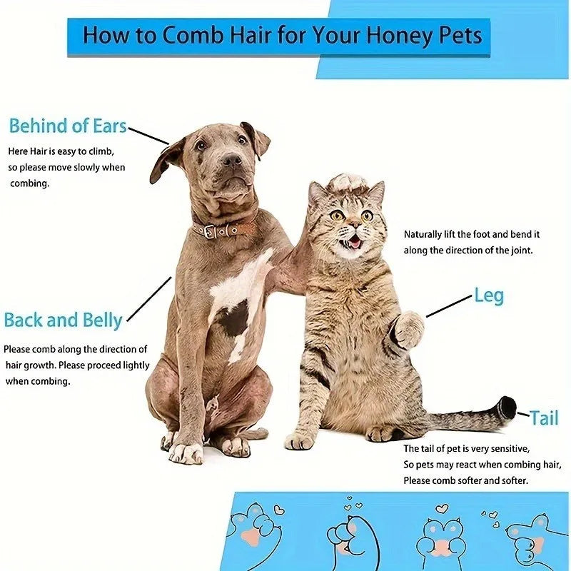 Dual-Use Pet Grooming Brush Self-Cleaning Slicker Comb With Ergonomic Handle