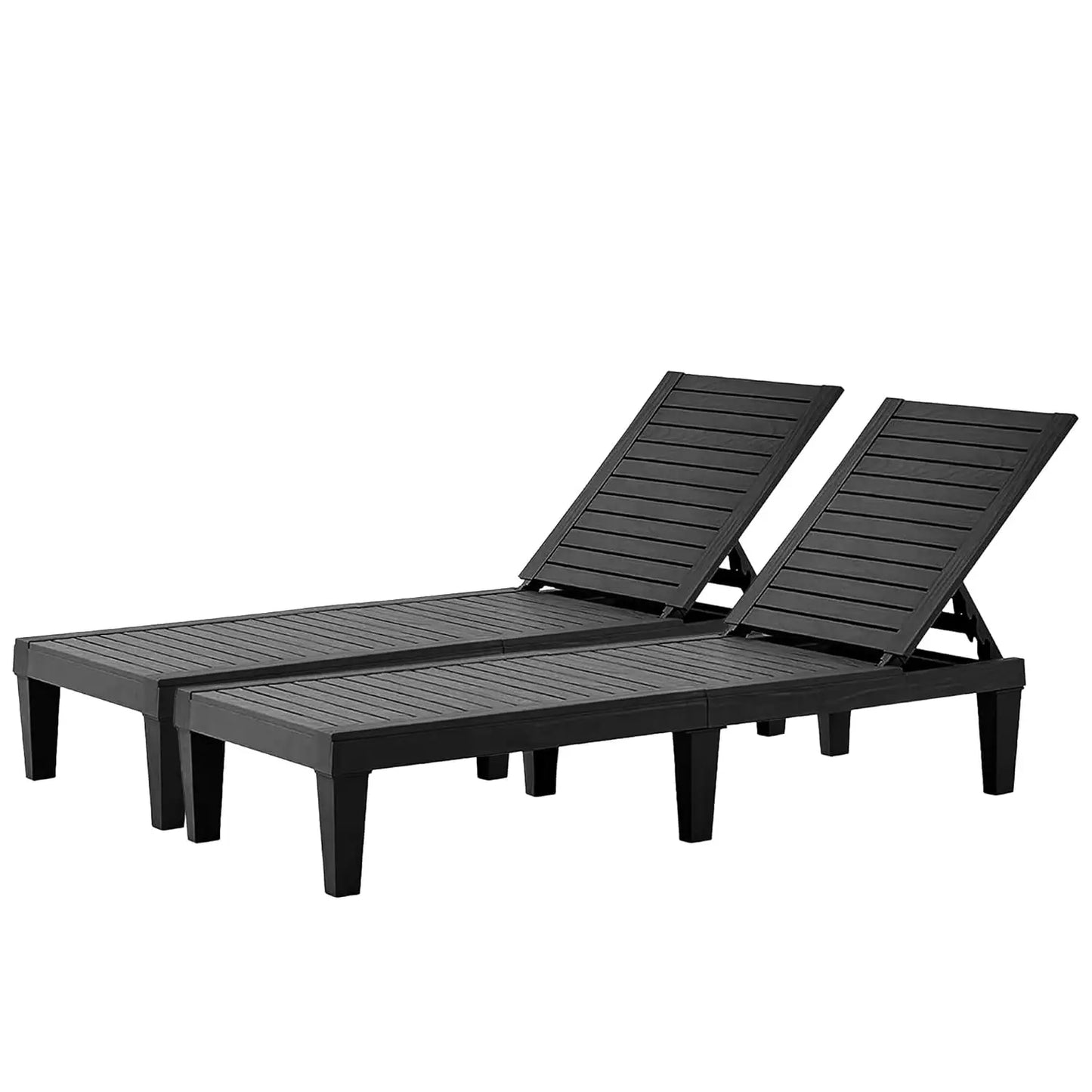 Outdoor Chaise Lounge Set of 2 Adjustable 5 Position Backrests