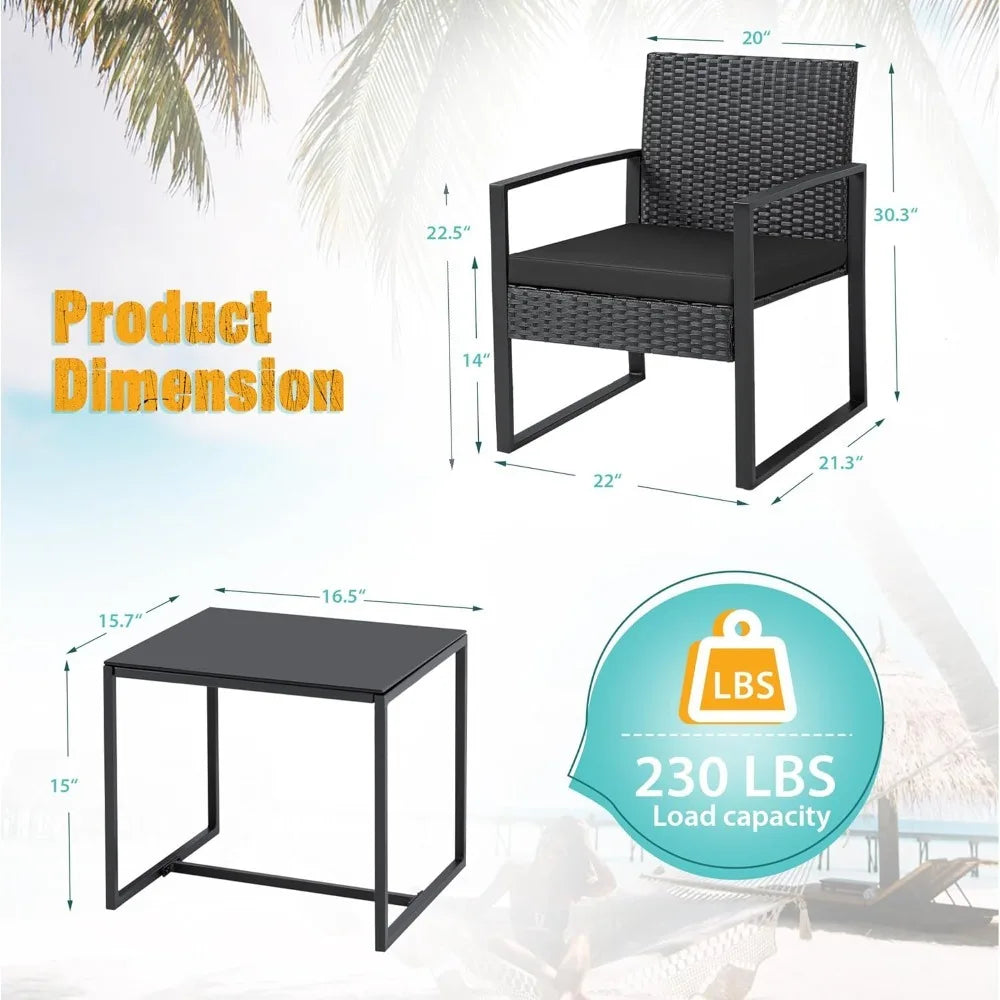 Outdoor Wicker Patio Set Modern Rattan Conversation Chairs With Coffee Table