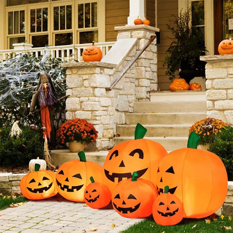 230cm Inflatable Halloween Pumpkin Pile Outdoor Garden Decoration Blowing Up Toys with LED Lights Christmas Gift Halloween Decor