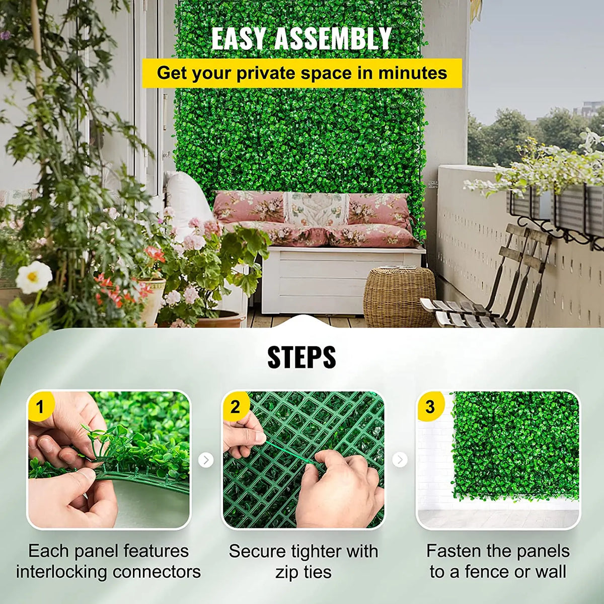 SucceBuy Artificial Boxwood Hedge Wall Panel For Privacy Screen