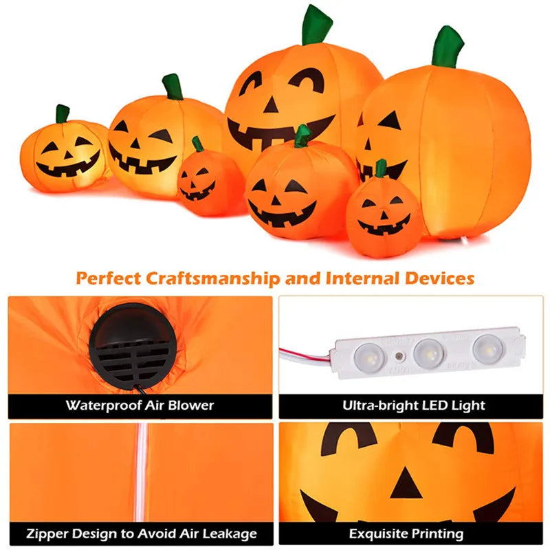 230cm Inflatable Halloween Pumpkin Pile Outdoor Garden Decoration Blowing Up Toys with LED Lights Christmas Gift Halloween Decor