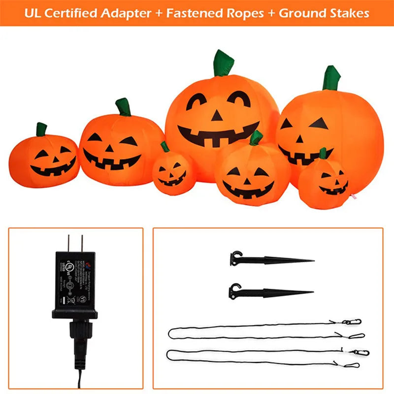 230cm Inflatable Halloween Pumpkin Pile Outdoor Garden Decoration Blowing Up Toys with LED Lights Christmas Gift Halloween Decor