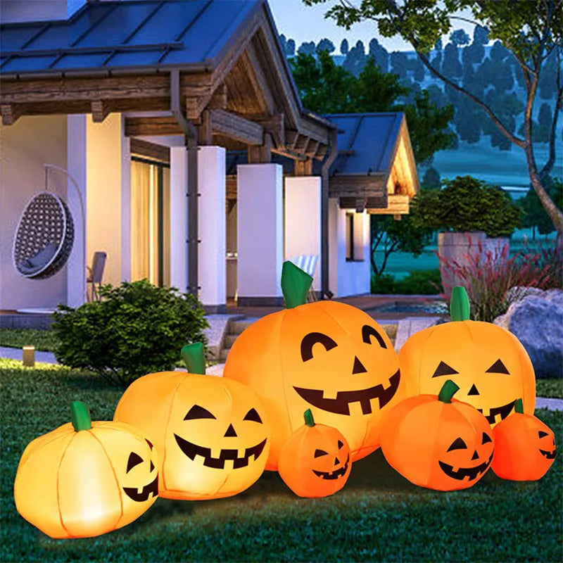 230cm Inflatable Halloween Pumpkin Pile Outdoor Garden Decoration Blowing Up Toys with LED Lights Christmas Gift Halloween Decor