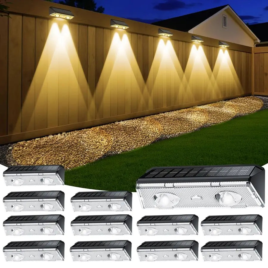 XMSJ Fence Lights Outdoor 12 Pack Solar Powered IP65 Waterproof