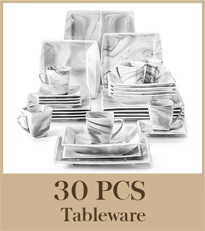 MALACASA Marble Grey Porcelain Dinnerware Set Service For 12