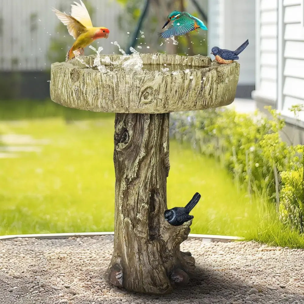 Rustic Concrete Bird Bath Garden Decor Attracts Birds