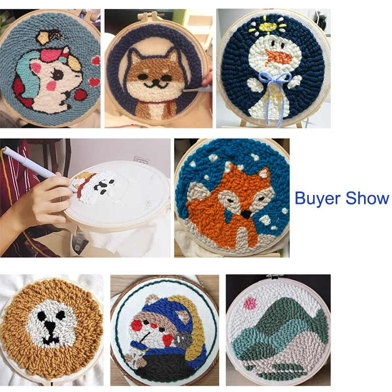 Beginner Punch Needle Kit 20x20cm With Embroidery Frame