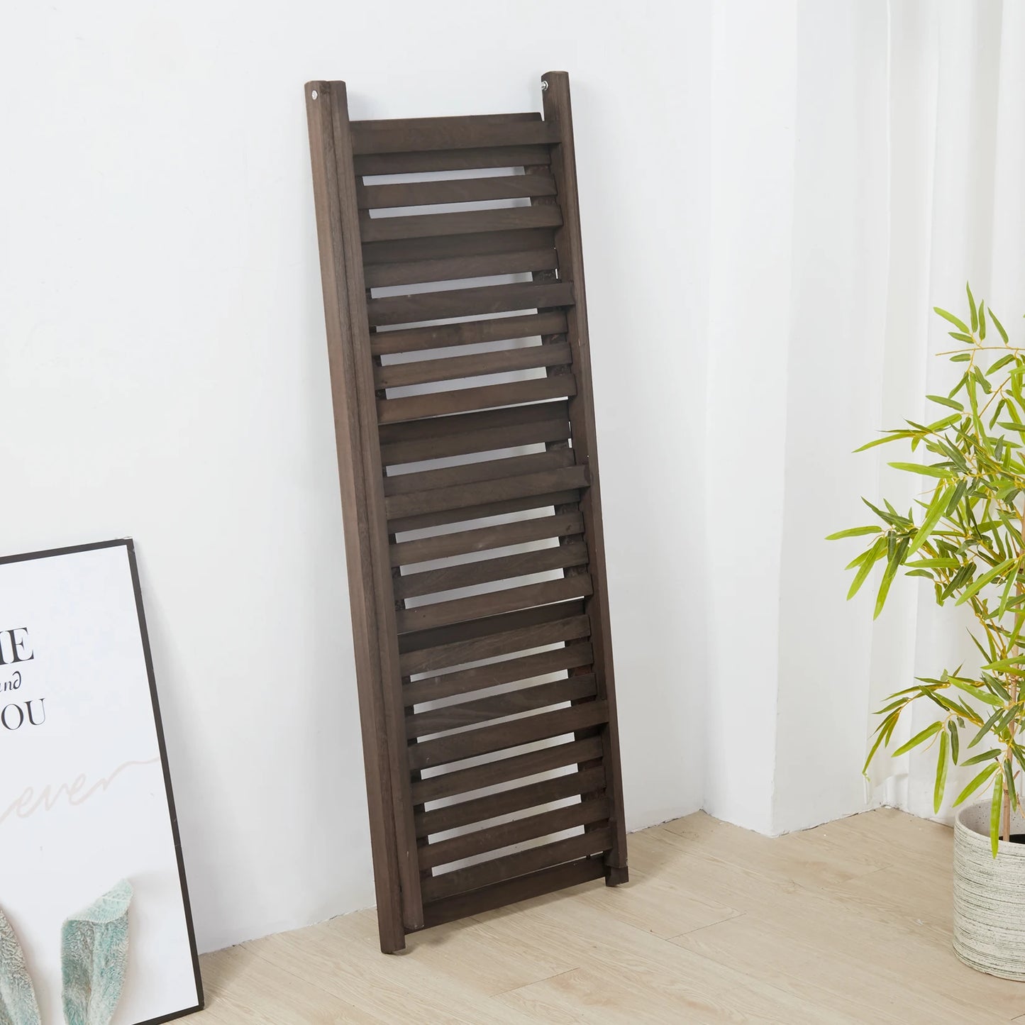 Wooden Folding Four Tier Ladder Shelf Display Rack