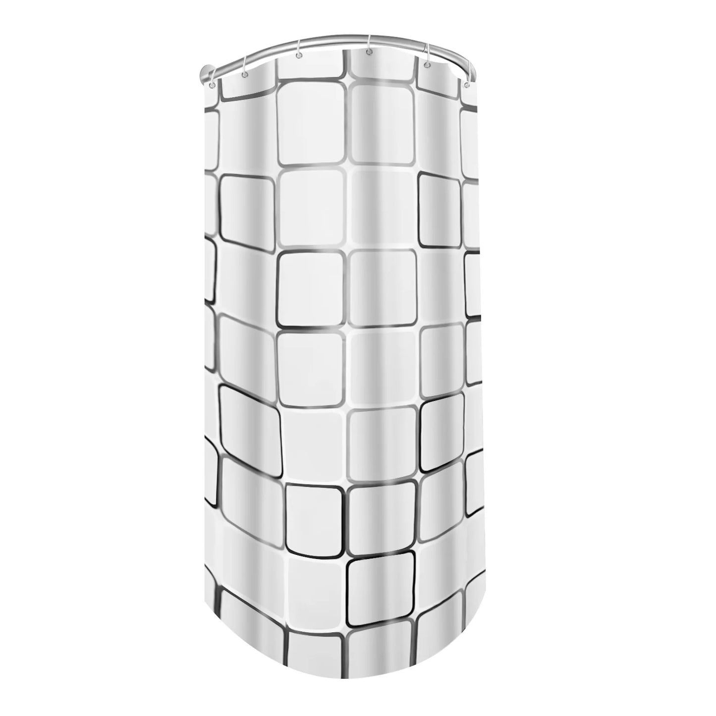 No Drilling L Shape Shower Curtain Rod With Curtain Rustproof