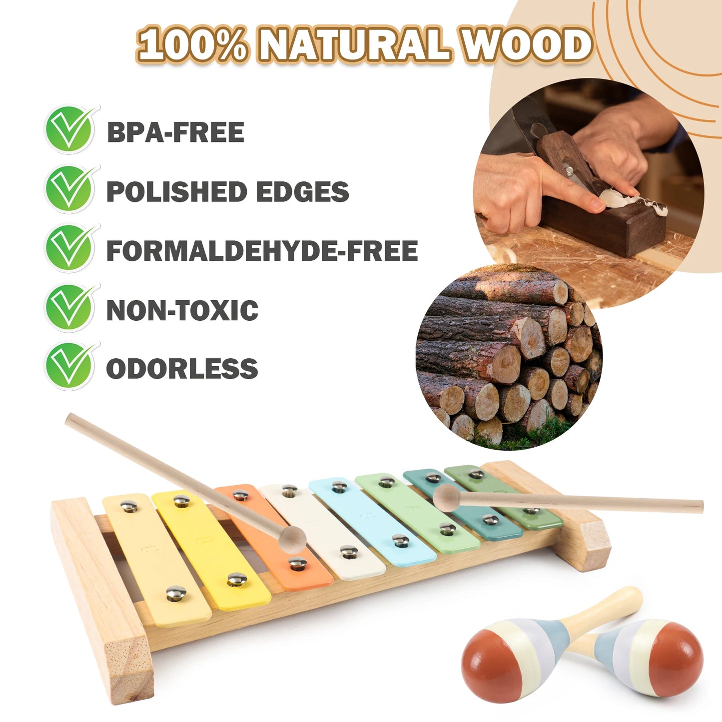 11 in 1 Toddler Wooden Musical Instrument Set for Kids