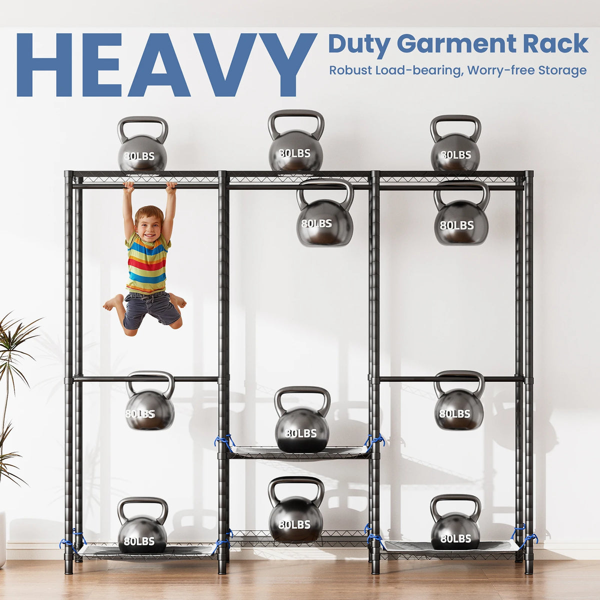 Portable Freestanding Clothes Rack Storage Organizer Heavy Duty Wardrobe