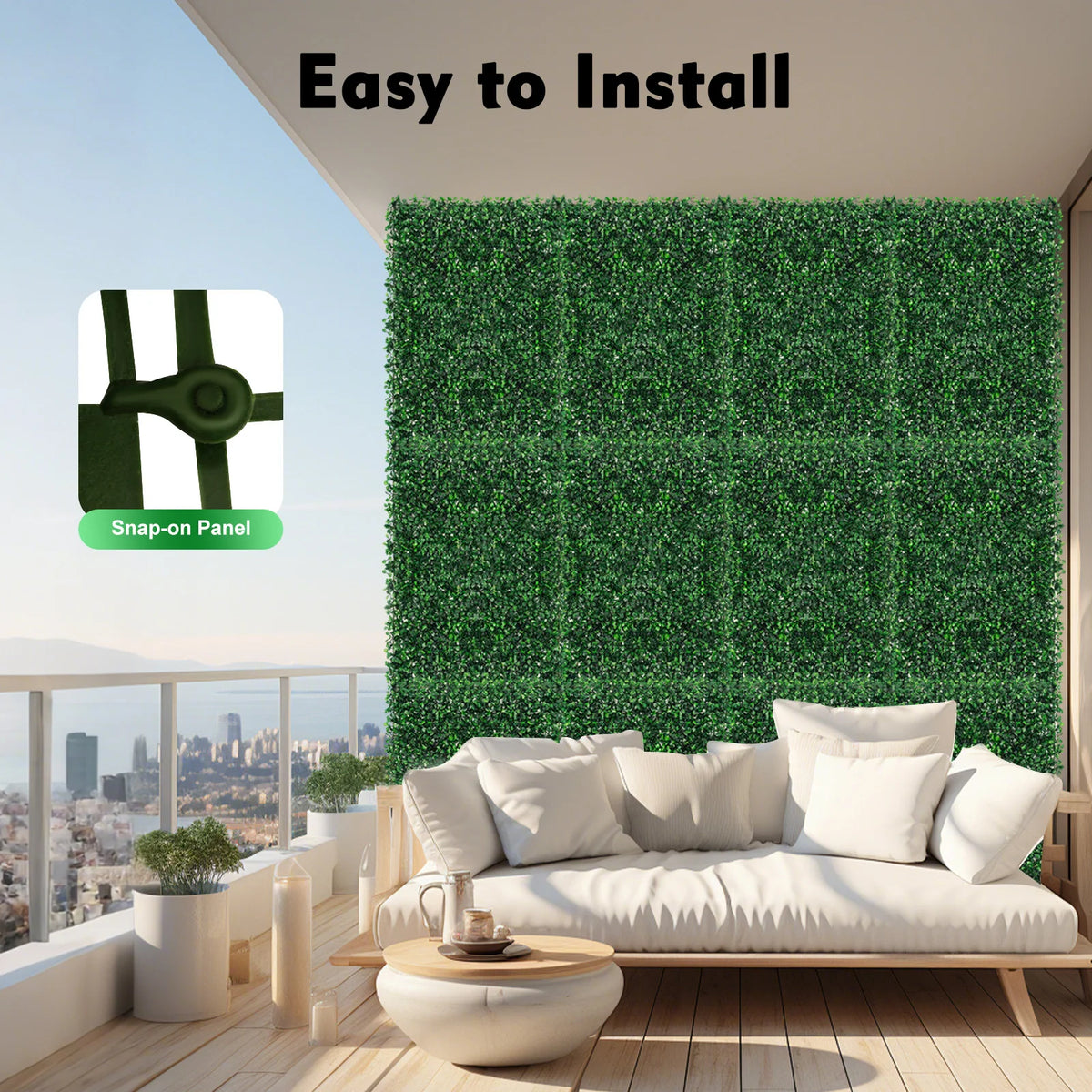 Artificial Grass Mat Panels PE Waterproof Wall Hedge For Outdoor Decor