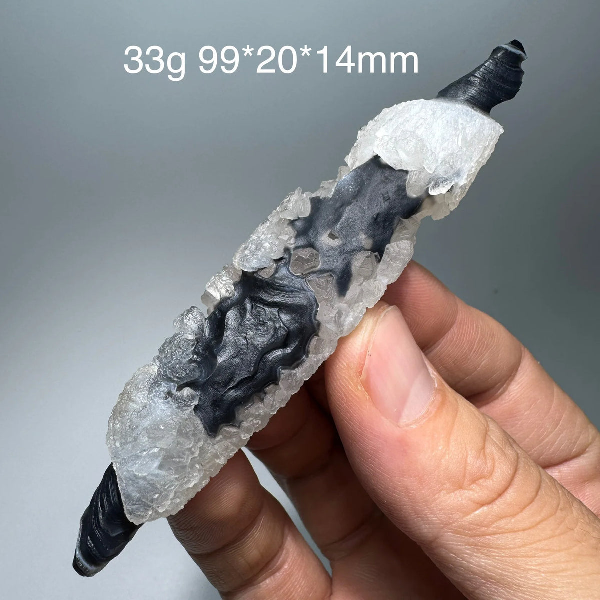 Natural Black Agate Mineral Specimen Energy Crystal Geode Healing Witchcraft Raw Stone Meditation Stick Halloween Decor BM1-33
