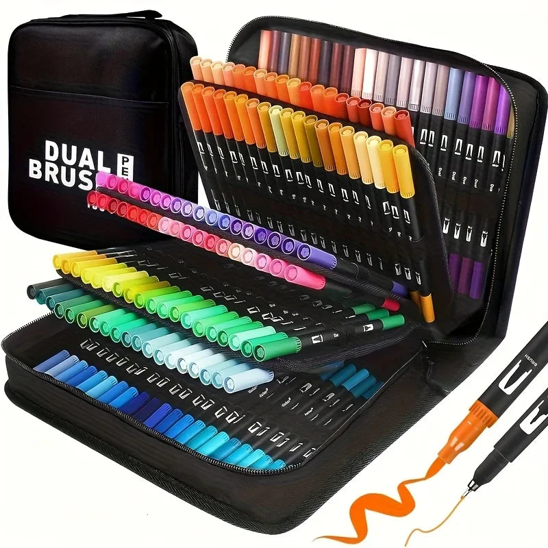 Vibrant Double Ended Watercolor Markers 24 Colors Art Set