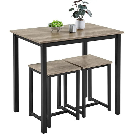 Industrial 3-Piece Dining Table Set With Space Saving Design