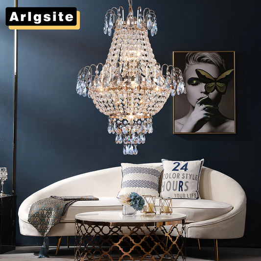 ARLGSITE Luxury Retro Crystal Chandelier European Imperial 7 Light