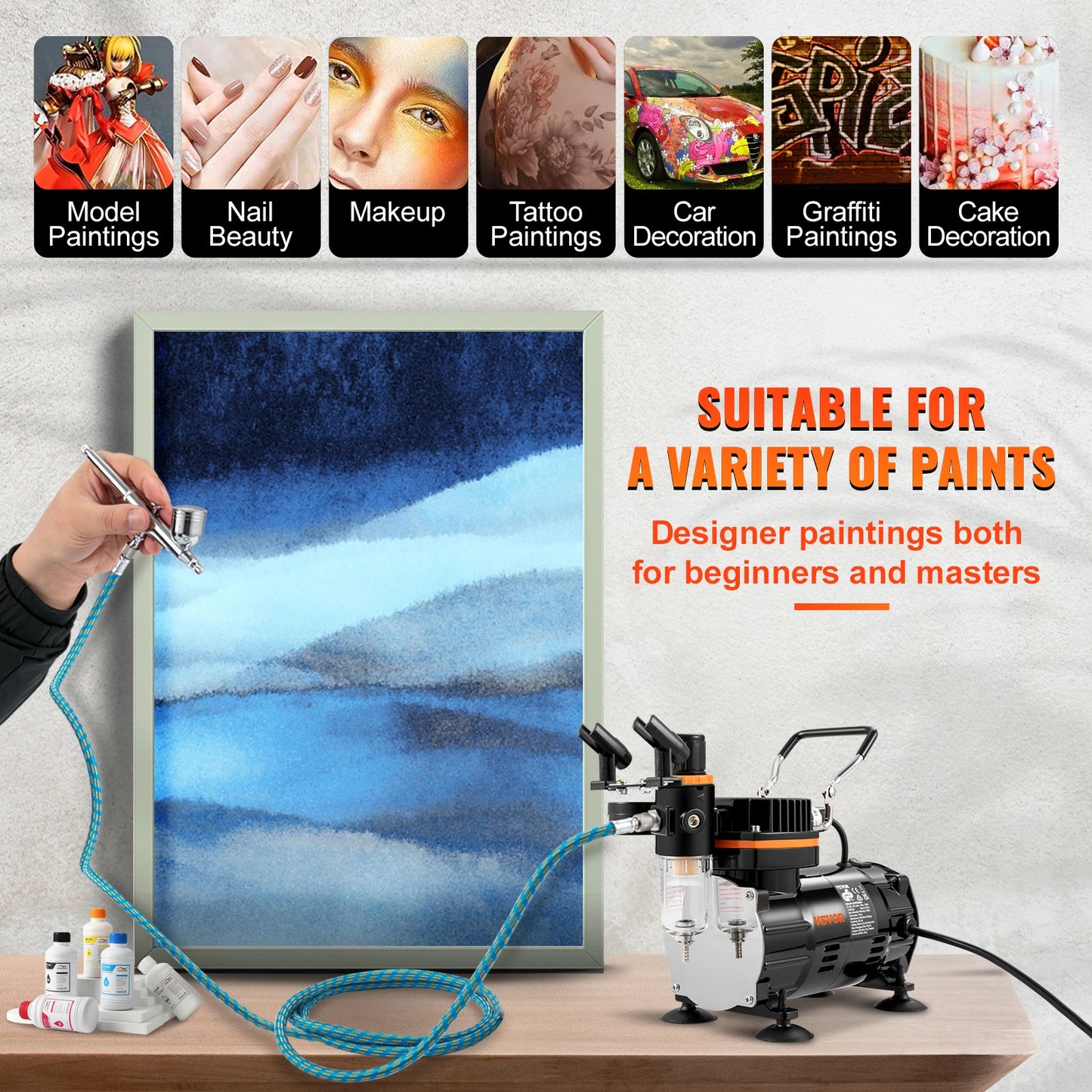 SucceBuy Dual Action Airbrush Kit 120W Spray Gun Set