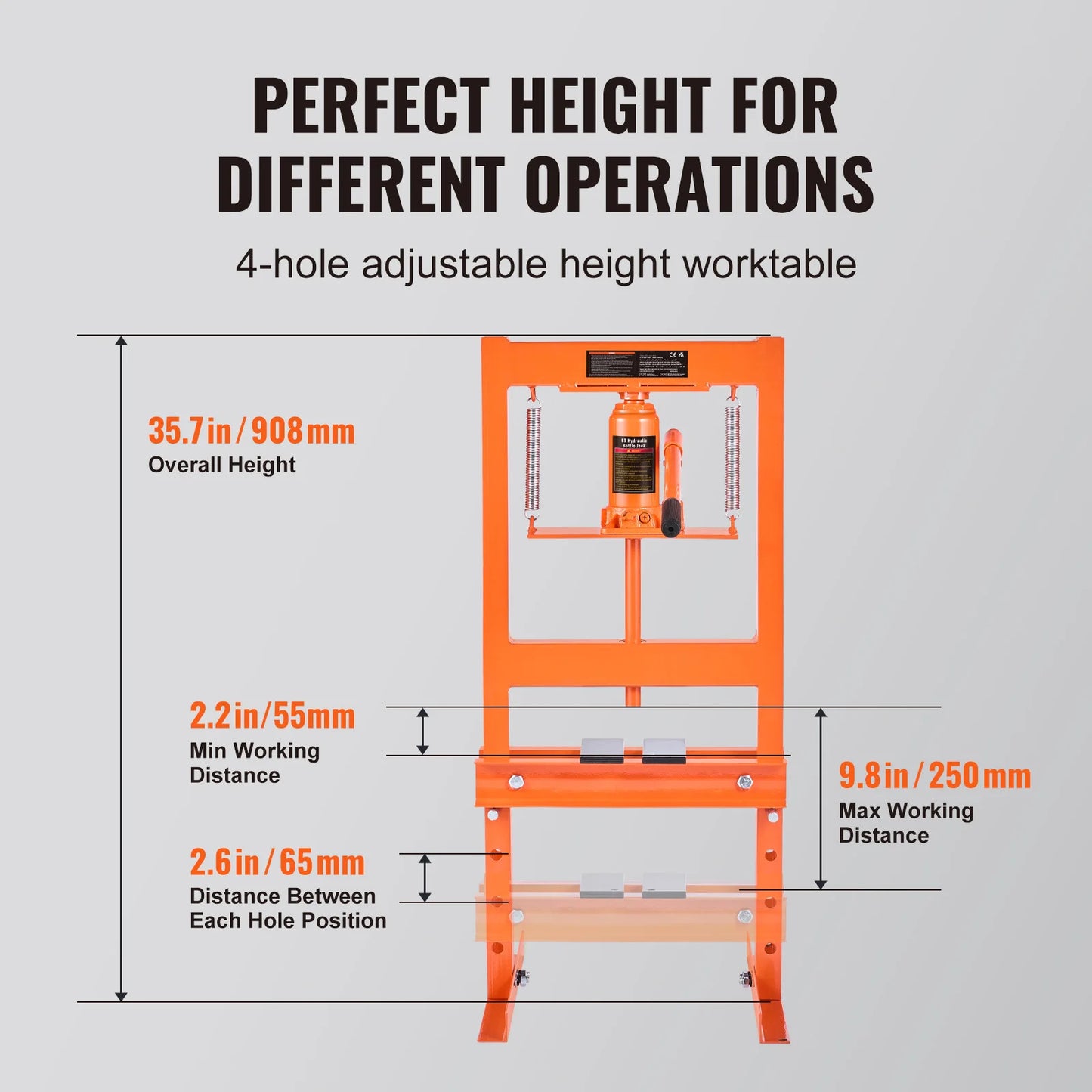 SucceBuy 6T H-Frame Hydraulic Shop Press With Plates