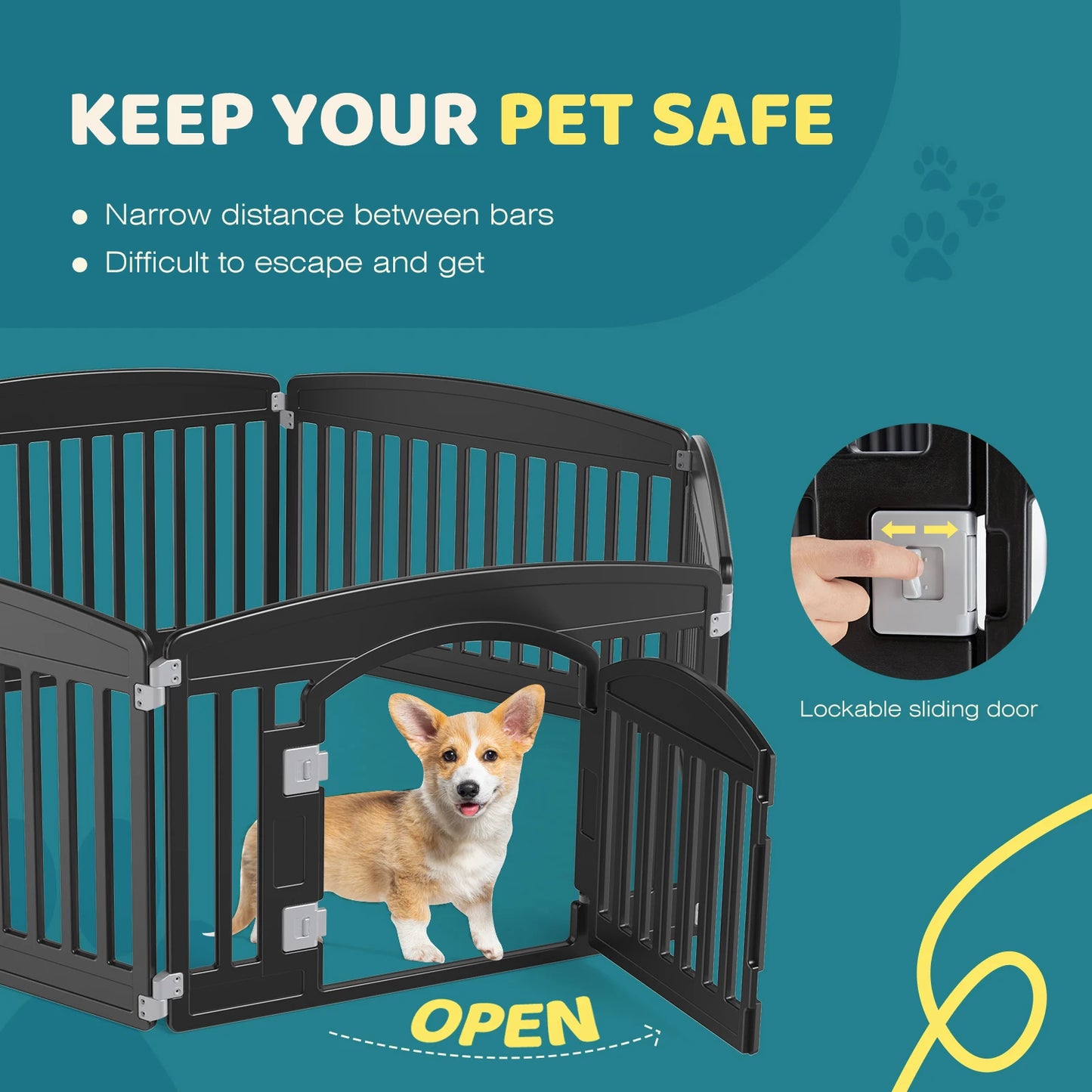 JHK Plastic Dog Playpen Expandable Durable Pet Fence Medium Dogs
