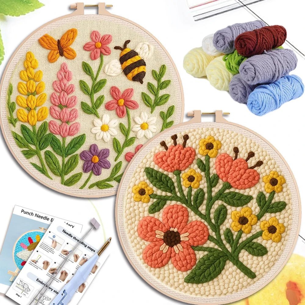 Beginner Punch Needle Kit 20x20cm With Embroidery Frame