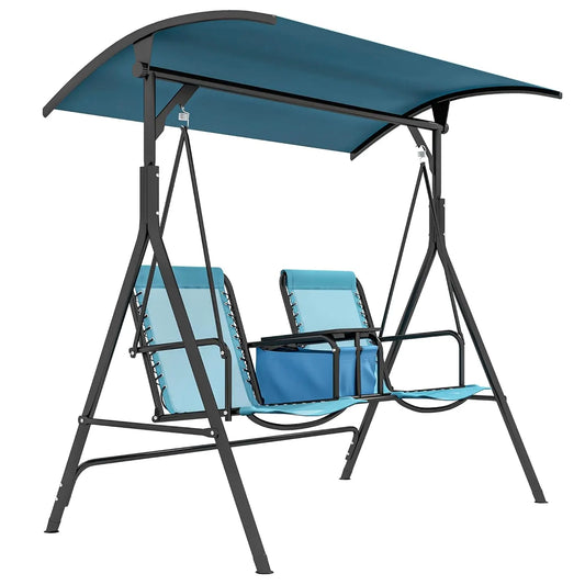 HUANZHUANG Patio Swing Chair With Canopy And Storage