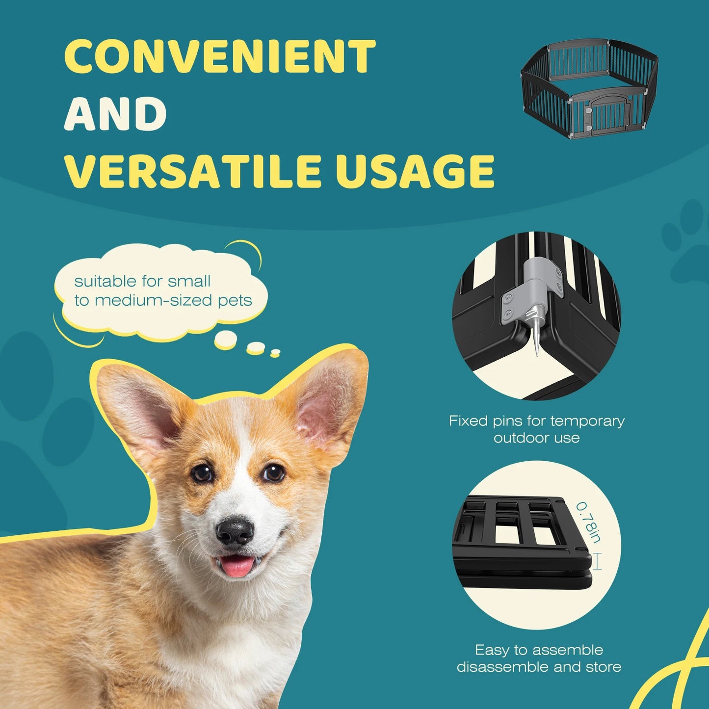 JHK Plastic Dog Playpen Expandable Durable Pet Fence Medium Dogs