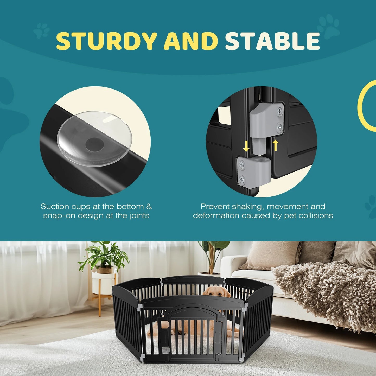 JHK Plastic Dog Playpen Expandable Durable Pet Fence Medium Dogs