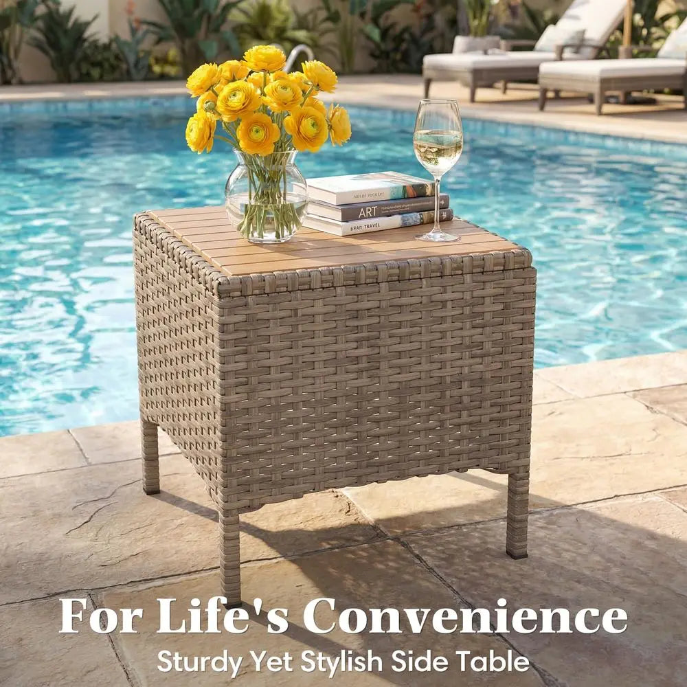 XMSJ 5 Piece Outdoor Chairs Set With Side Table Ottomans