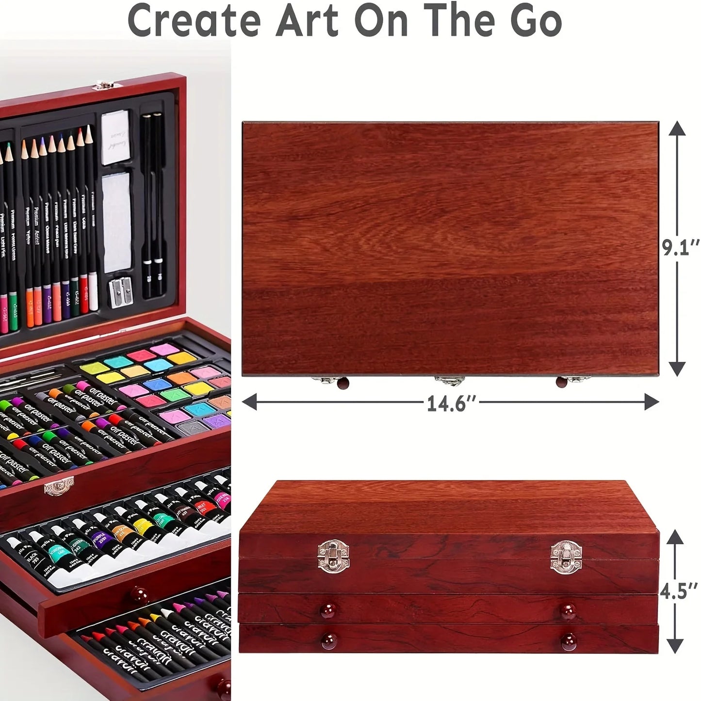 146 Piece Luxury Art Kit For Professionals Crayons Pastels Watercolors Pencils