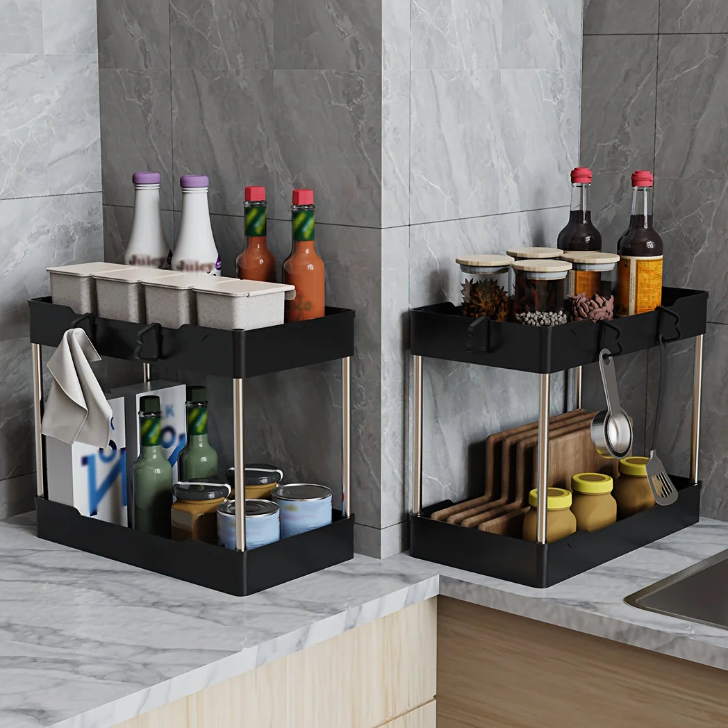 Under Sink Organizer Set 3 Piece Plastic Storage Racks