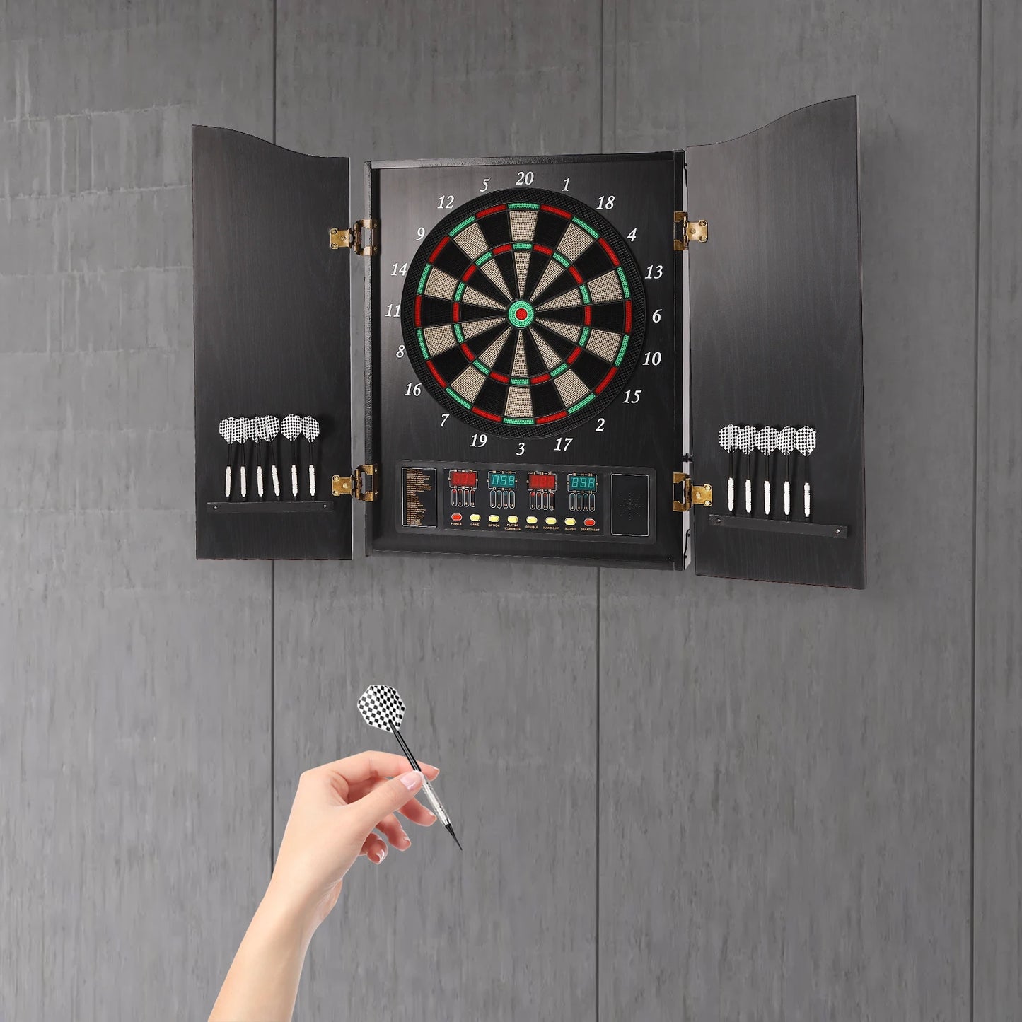 Electronic Dart Board Set With LED Displays And Voice Prompts