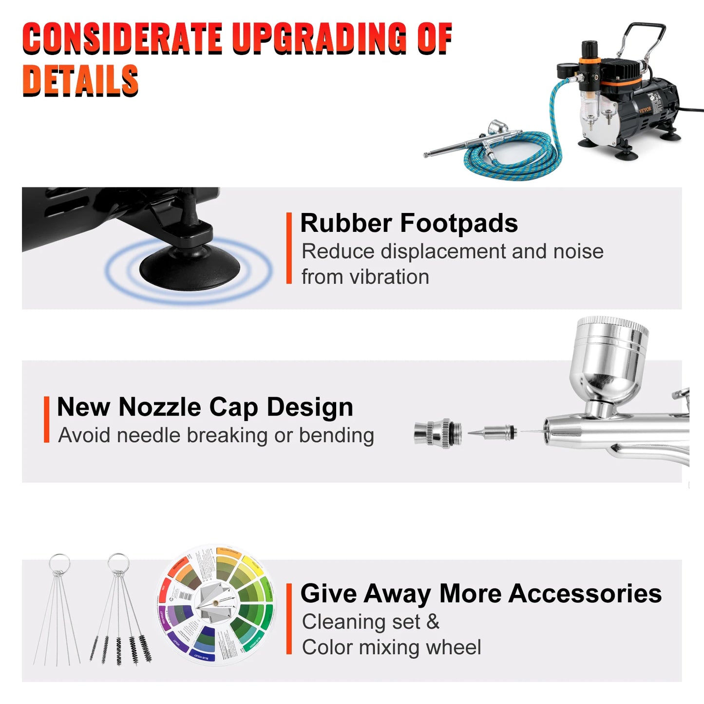 SucceBuy Dual Action Airbrush Kit 120W Spray Gun Set