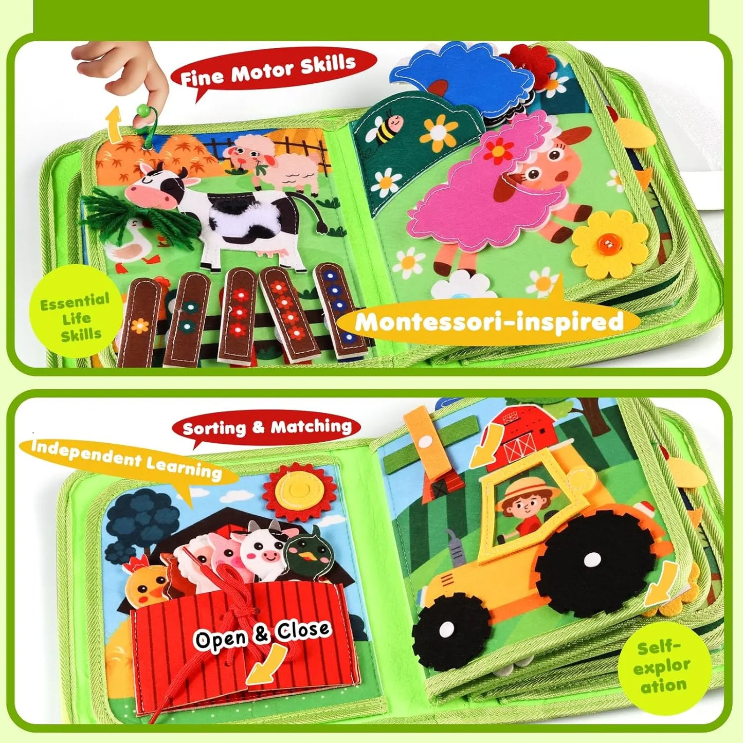 Busy Book For Toddlers Farm Animals Montessori Educational Toy
