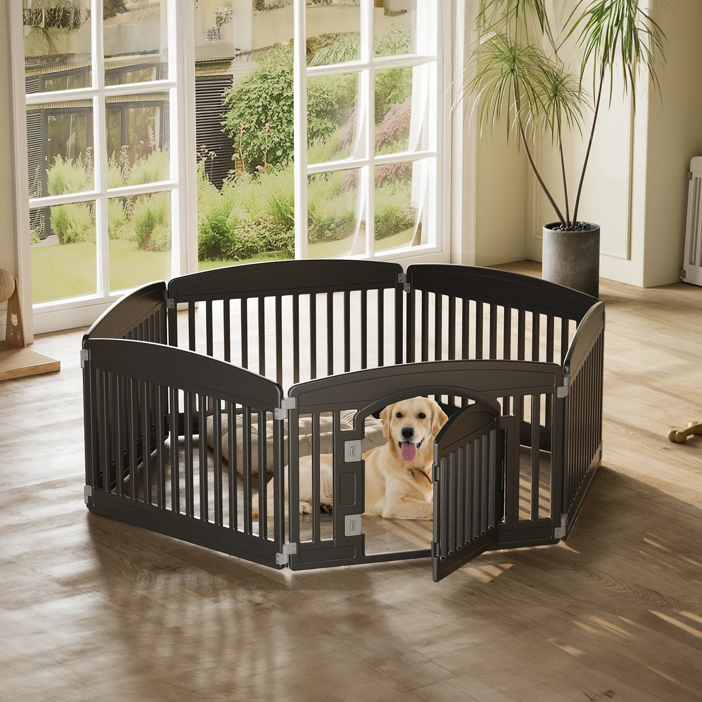 JHK Plastic Dog Playpen Expandable Durable Pet Fence Medium Dogs