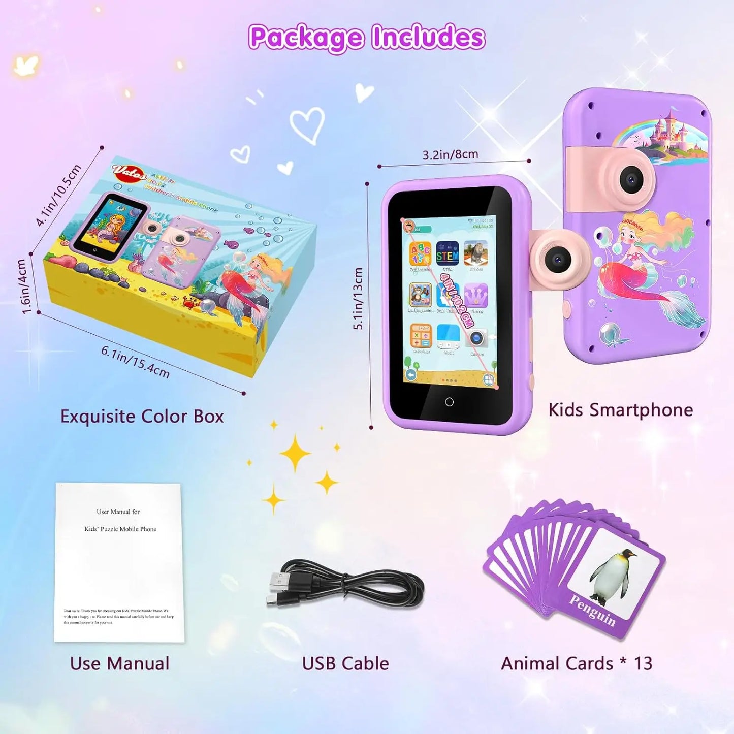 Kids Smart Phone Toy With Dual Camera Educational Fun Learning