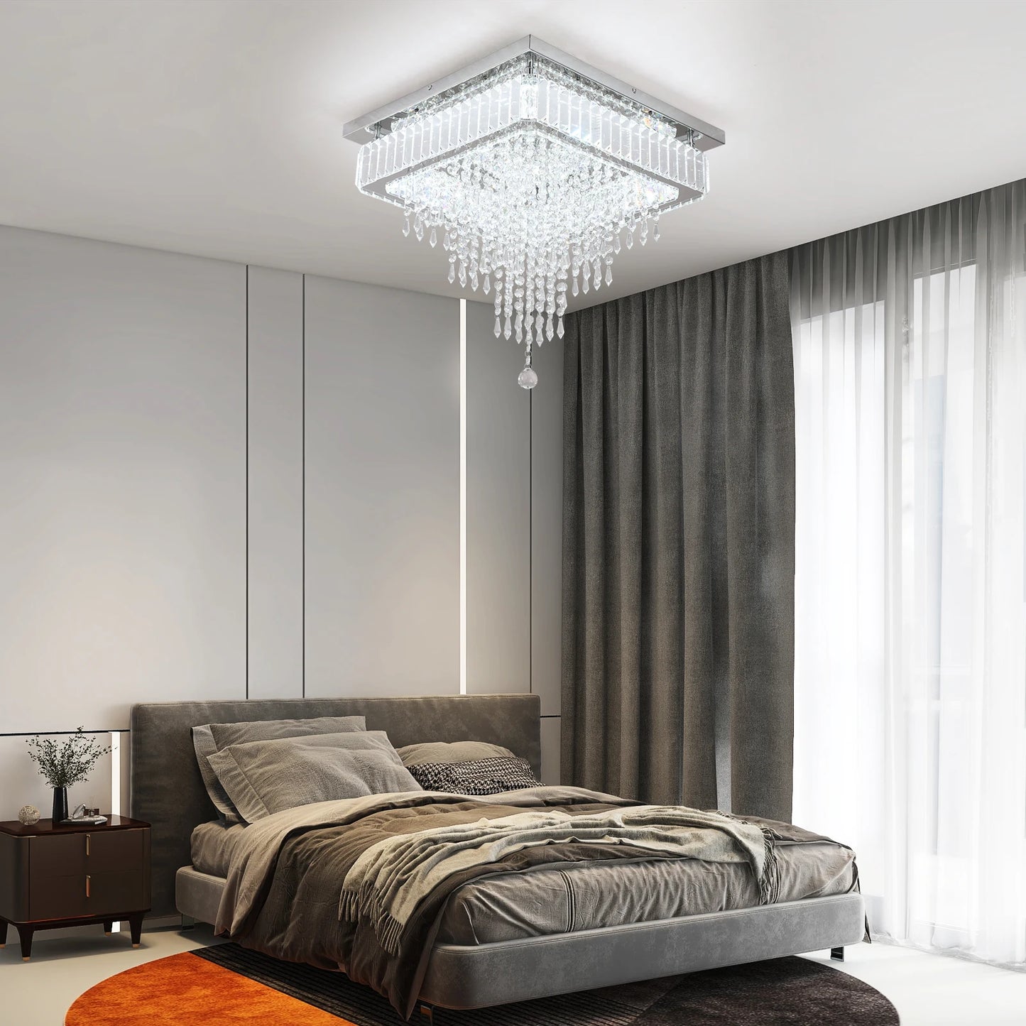 VETRULUS Modern Luxury Crystal LED Pendant Light Rain Drop Chandelier