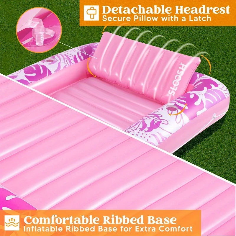 Joyfy Inflatable Pool Lounger With Pillow And Drink Holders