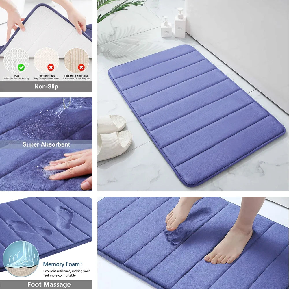 Memory Foam Bath Mat Non Slip Super Absorbent Bathroom Rug