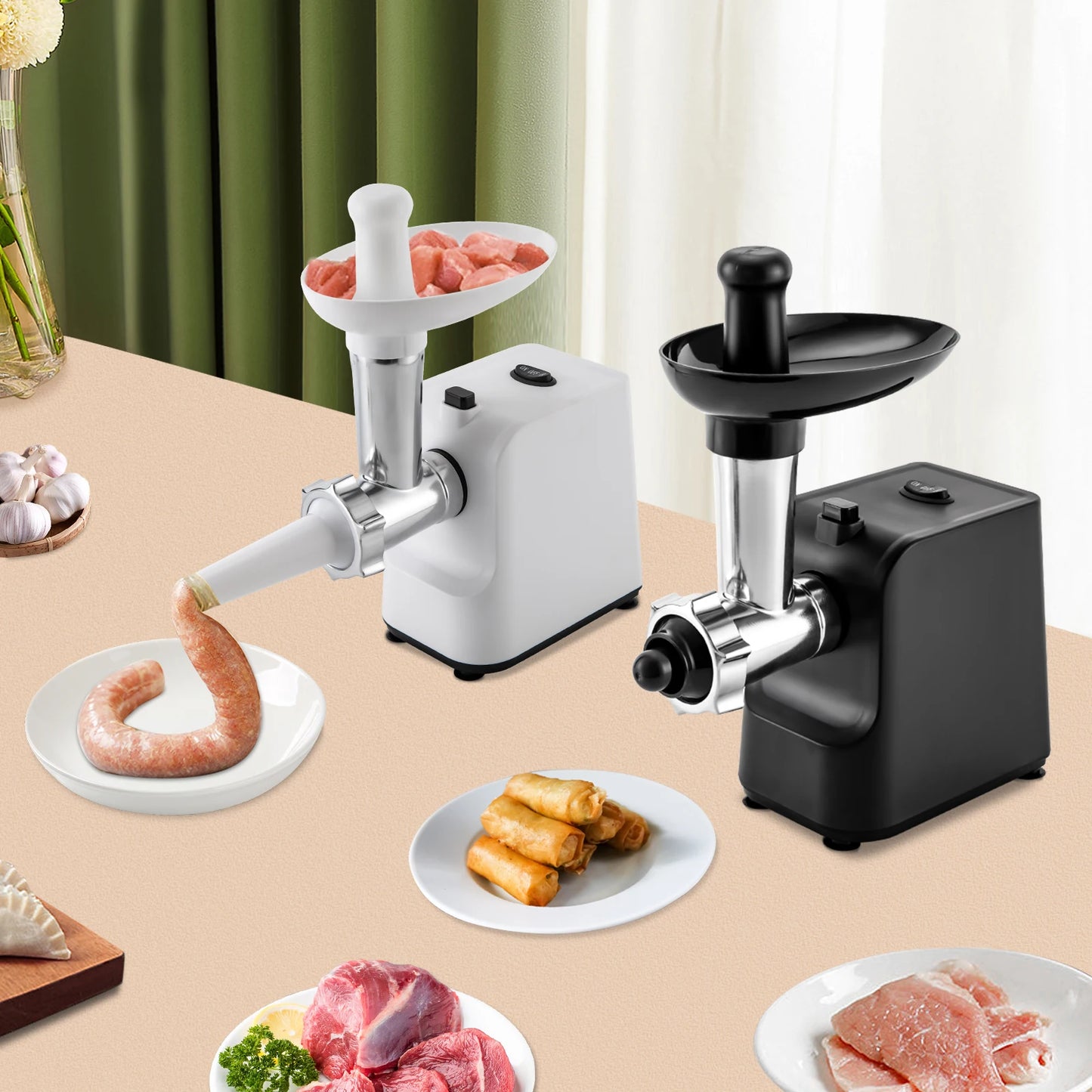 1000W Electric Sausage Stuffer And Meat Grinder With 3 Plates