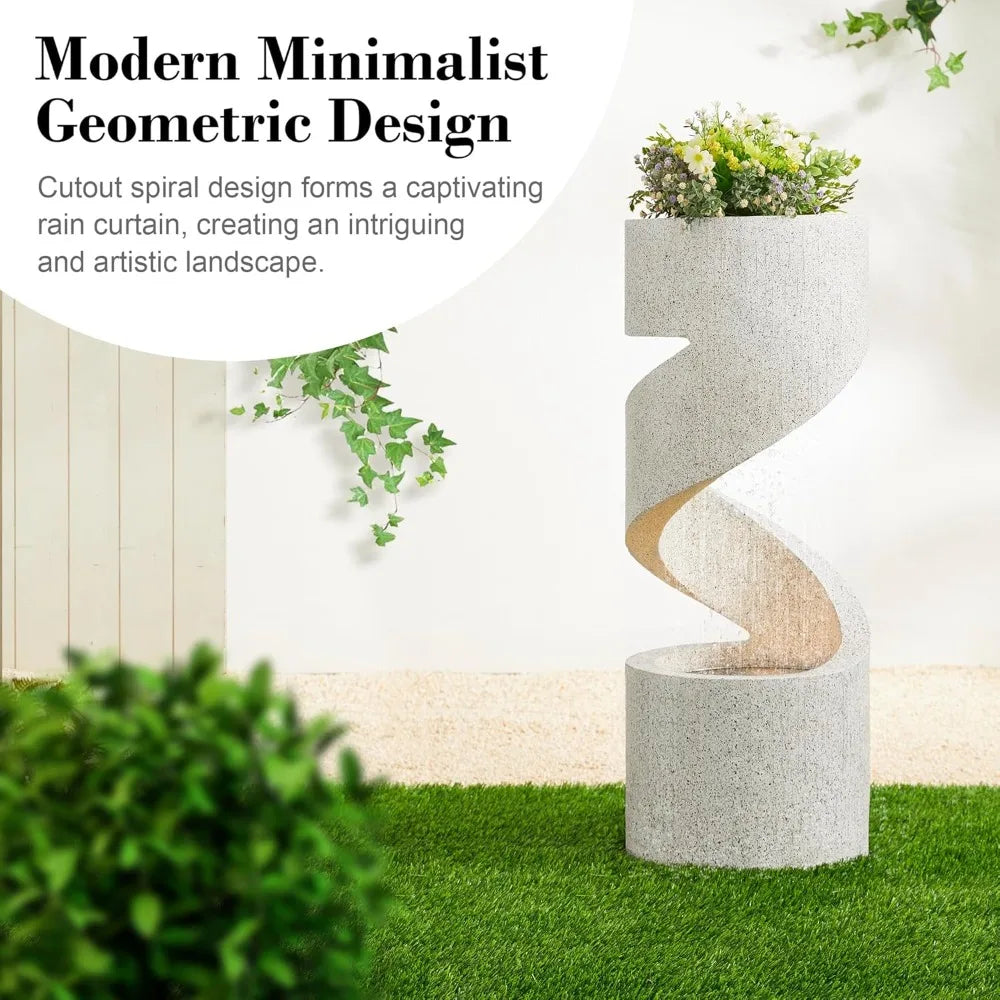 Glitzhome Tiered Outdoor Water Fountain With LED Lighting