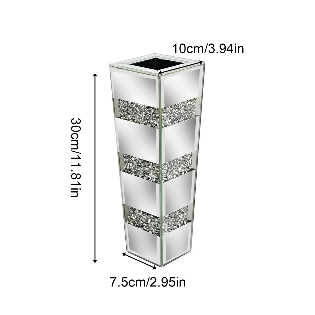 Modern Floor Vase Crystal Glass Mirrored Standing Flower Vase